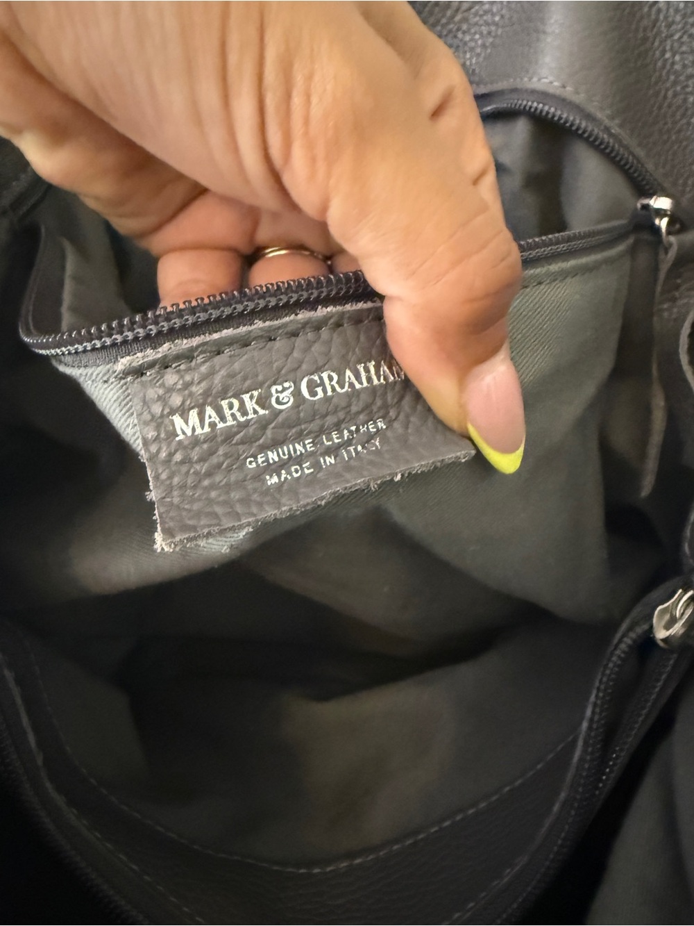 Mark & Graham Dark Gray Pebbled Leather Slouchy Tote - Picture 2 of 8